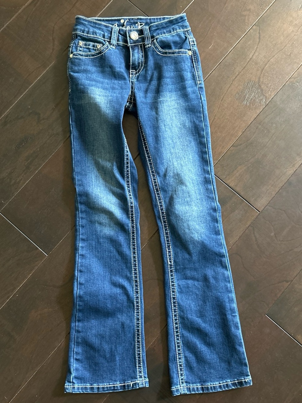 Girls' Blue Bootcut Jeans - Stylish Stretch Denim